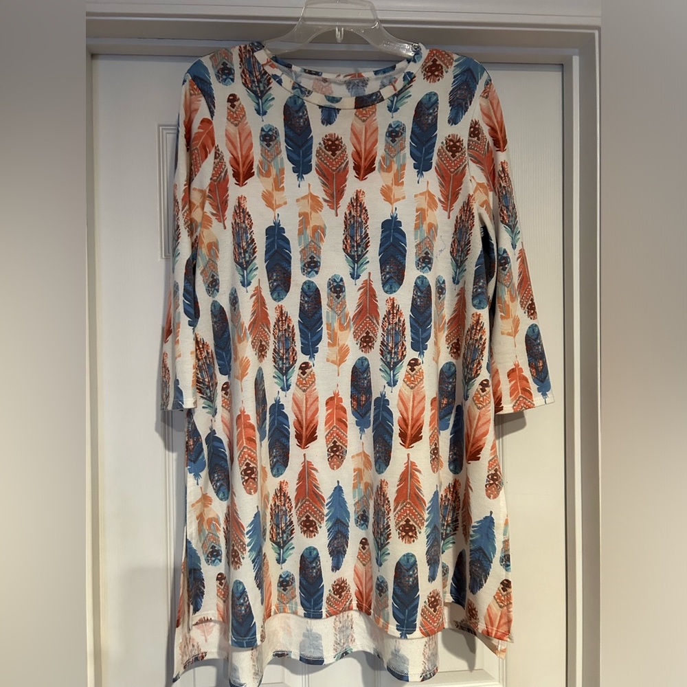 Agnes & Dora Feather Print Tunic XL